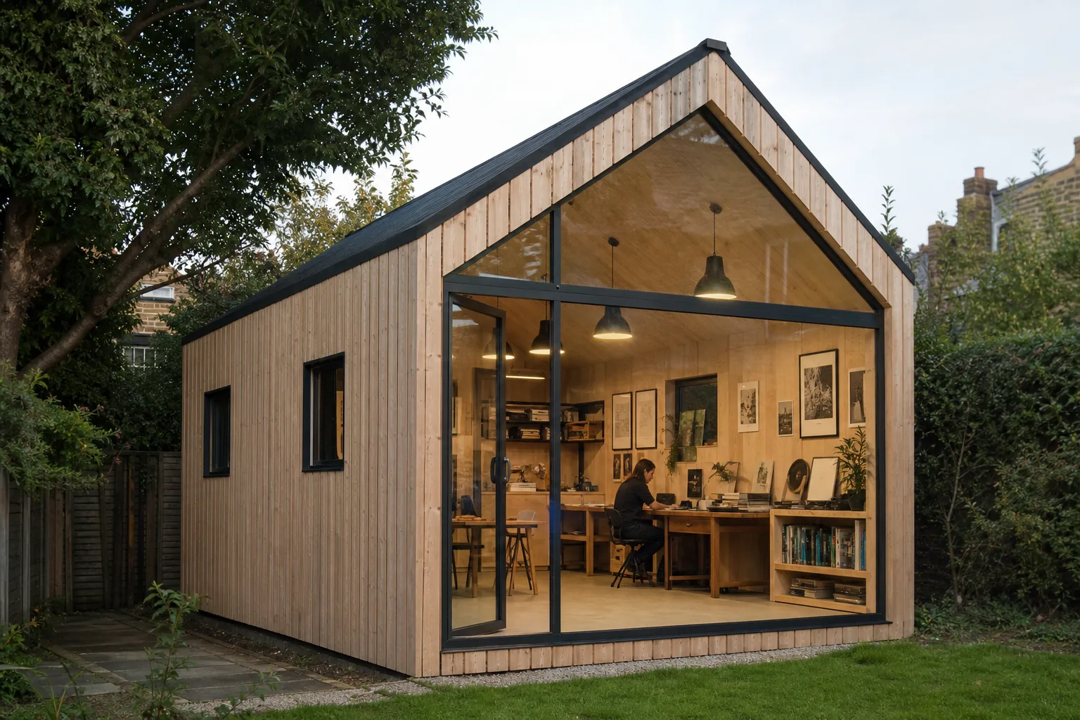 Photoreal exterior rendering — Garden Office